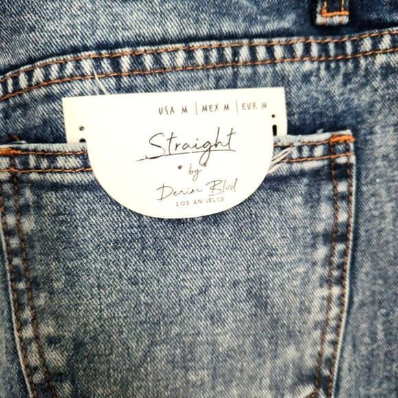 90s Fit Straight fit Denim Rip Jeans - Dark Wash - Picture 2 of 7